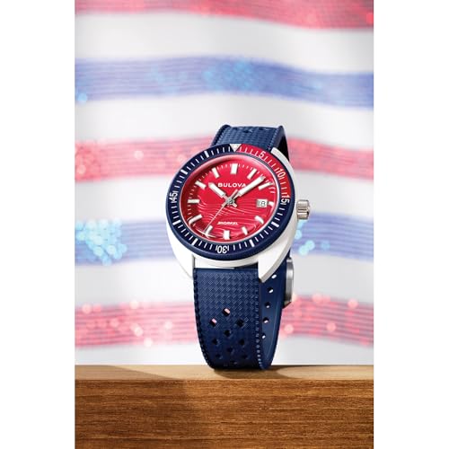 Bulova Tuba montre céramique blanche抗划伤面盘红蓝白配色时尚男士腕表 - 5