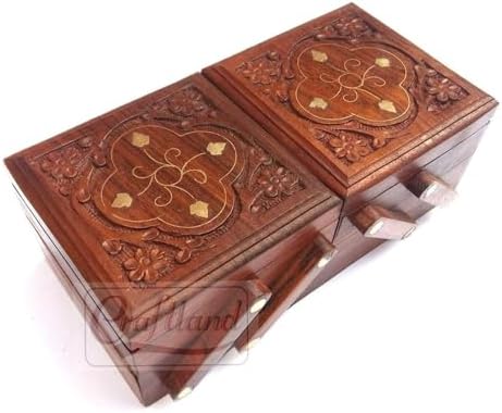 Craftland Joyero de madera (latón y tallado) para mujeres/niñas, ...