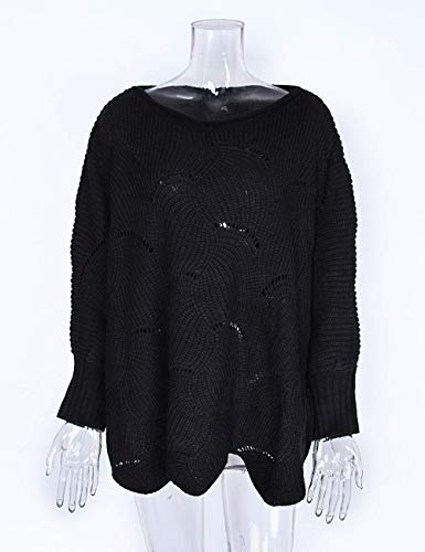 Suéter feminino de malha Cogild com manga morcego e gola redonda, bainha irregular, pulôver casual s