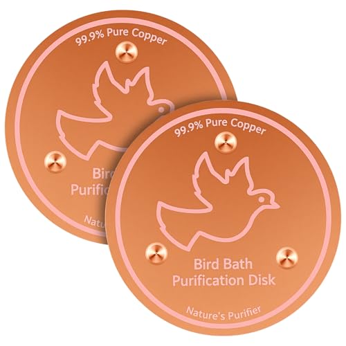 2Pcs Bird Bath Copper Disc 99.99% Pure Copper Bird Bath Purification Disk 0.8mm Thick with Stable 3-Point Support BirdBath Cleaning Disc for Outdoor Birdbaths & Fountains All-Season Cleaning(Style2)