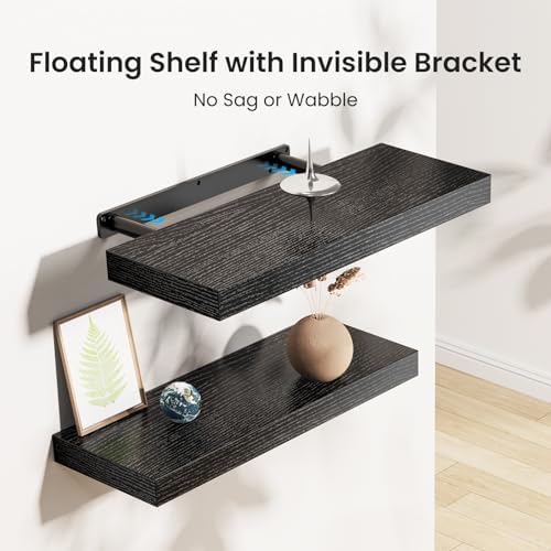 Close-up view of AMADA floating shelf bracket and mounting hardware