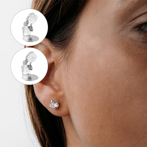 QUARKZMAN Ohrring-Pads, 40 Stück 2 Größen - Silikon Clip-On Ohrring-Rückseiten, Weiche Komfort-Ohrring-Kissen-Ersatzschmuck-Fundstücke (Transparent+Weiß)