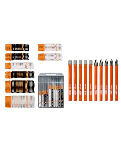 Lames de scie sabre BGTEC kit 50 pièces T144D T101BR foret 6mm