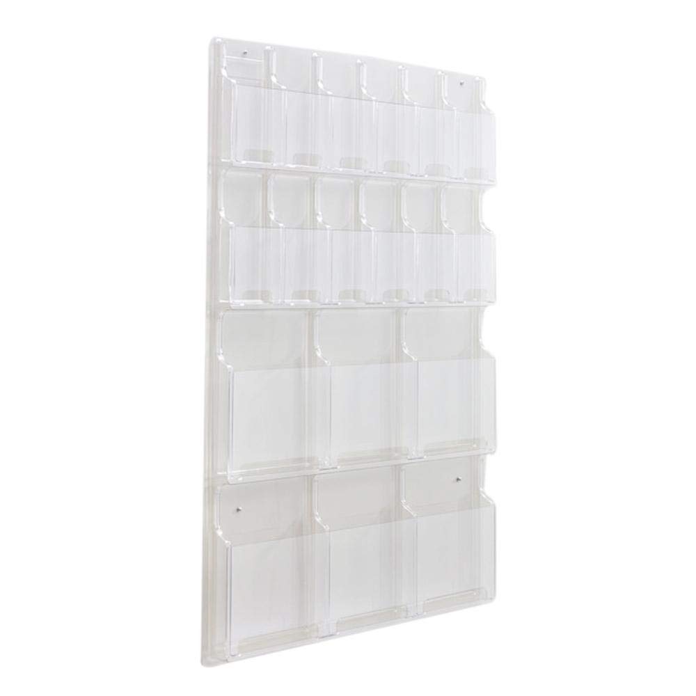 Safco Reveal Literature Rack, 12 Pamphlet and 6 Magazine Holder, Wall-Mounted Brochure Organizer, Acrylic, Clear
