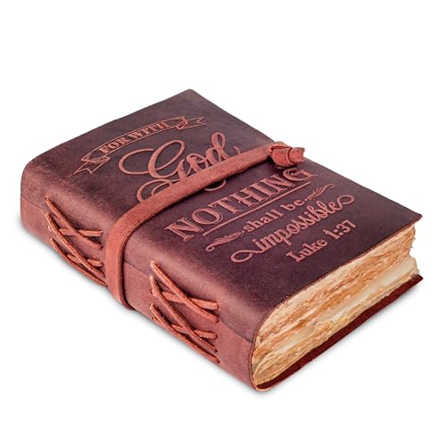 LEATHER VILLAGE Journaling Bible Nothing Impossible Verse, Fuchsia 7x5.