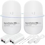 Wireless Bridge Ubiquiti LOCO5AC PRE-CONFIGURED, Bundle of 2 Ubiquiti Nanostation LOCO 5AC, Point to Point Outdoor WiFi Bridge, Plugh and Play, 5GHz, 450+Mbps, 10+km Link Range, Network Bridge
