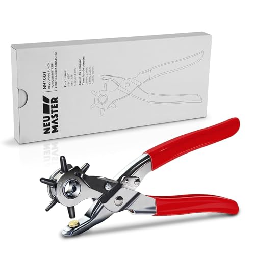 Image of NEU MASTER Hole Punch, Heavy Duty Leather Hole Puncher Revolving Punch Pliers for Leather Craft Belt, Watch Bands, Bags, Dog Collars and More