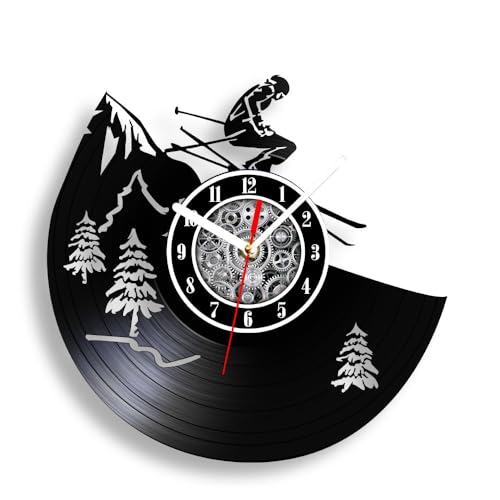 The Geeky Days Alpine Downhill Skiing Vinyl Record Wall Clock
