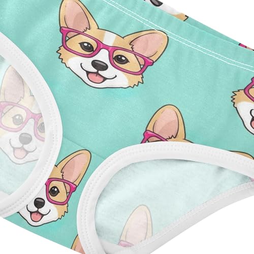 Cotton Toddler Girls Underwear Cute Corgi Dog Bright Green Little Girl Panties Personalized Kids Briefs Undies 2t4