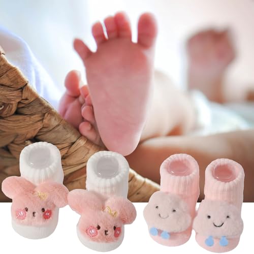 BOGEEL Baby Cartoon Pattern Knit Socks Set 2 Pairs Cotton Footwear Toddler Warm Knit Socks Breathable Socks Set for