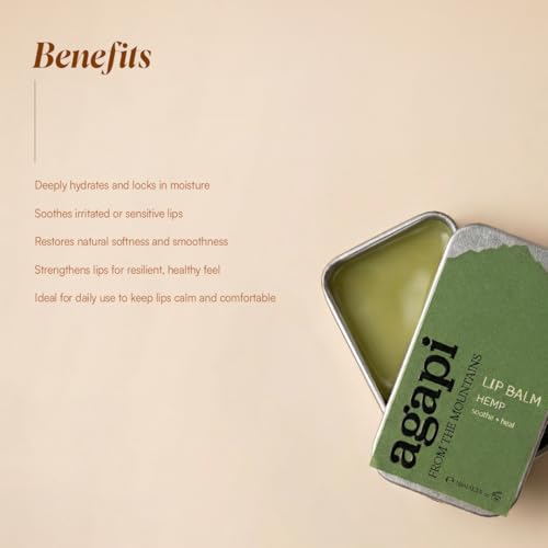 Image of Agapi Sikkim Hemp Lip Balm - Moisturizing, Natural Lip Care with Hemp Seed Oil, Nourishing & Hydrating for Soft, Smooth Lips, Perfect for Dry & Chapped Lips