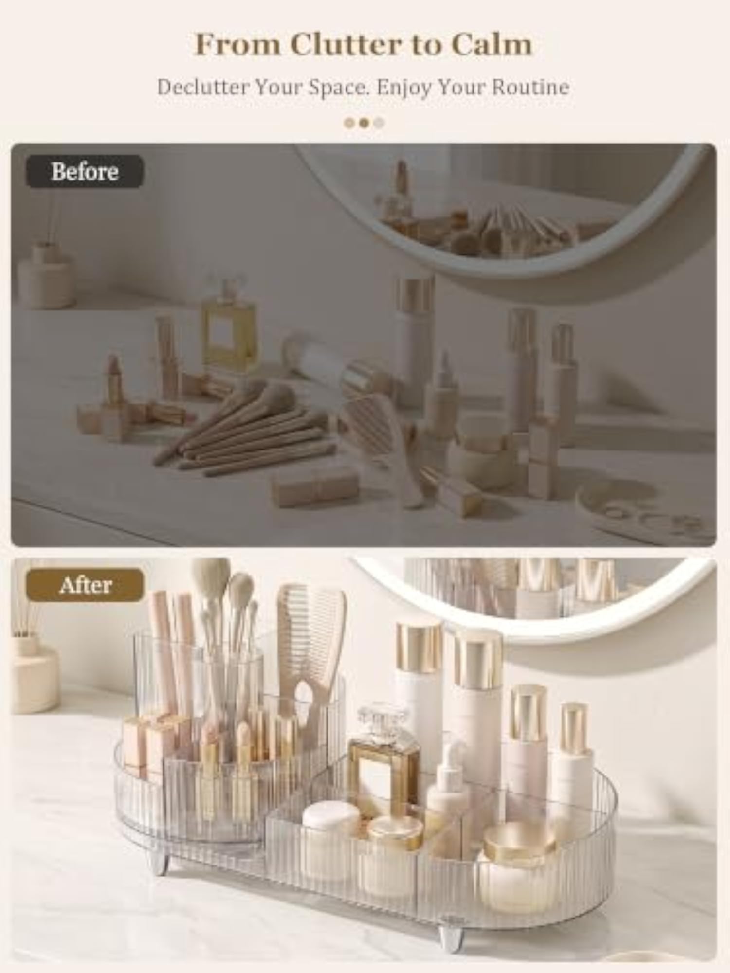 Rotating Clear Makeup Organizer for Vanity Countertop
