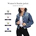 andy & natalie Women's Denim Jacket Fashion Long Sleeve Basic Button Down Crop Jean Jackets with Pockets Dark Blue Small