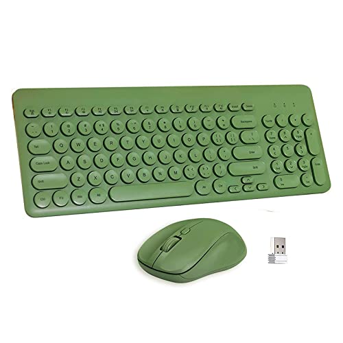 Wireless Keyboard and Mouse Combo,JieruiDeng 2.4Ghz USB Cordless Full-Sized Colorful Keyboard with Numeric Keypad and Noisless Mice Set for Computer Laptop PC Gamer (Green)