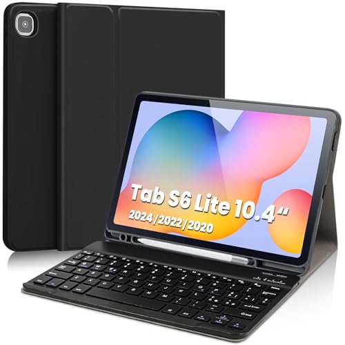 YUEJIDZ Custodia con Tastiera per Samsung Galaxy Tab S6 Lite 10.4' 2024/2022/2020,Slim Cover con Rimovibile Magnetica Bluetooth Tastiera [Layout Italiano] per Samsung S6 Lite SM-P613/P619/P620/P625