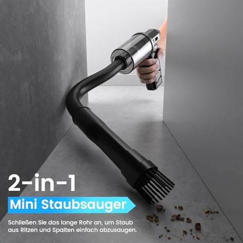 HSSNS Mini Gebläse Akku 150000RPM, 4-Gang Electric Air Duster Mini Gebläse, 2-in-1 Staubgebläse Akku Mit 10.000mAh Akku, Mini-Staubsauger für Reinigungsset,PC,Tastatur,Auto,Sofa