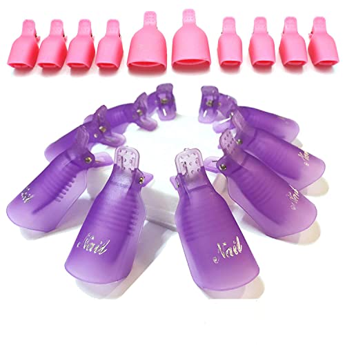 Jiulory Nail Polish Remover Clips Set 10 + 1000 Pcs Soak Off Nail Gel Polish Remover Clip Caps 1000 Pcs Lintfree Nail Wipes Cotton Pads Wraps For Uv Gel Acrylic Nail Polish Removal (Purple) #TOP2