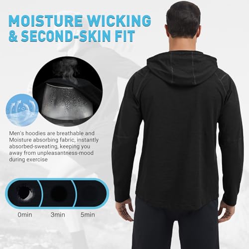 MEETWEE Herren Tank Top, Sportshirt mit Kapuze Ärmelloses/Langarm Muskelshirts Fitness Sleeveless Shirt Atmungsaktiv Laufshirt Achselshirts Hoodie für Gym Running Training 2