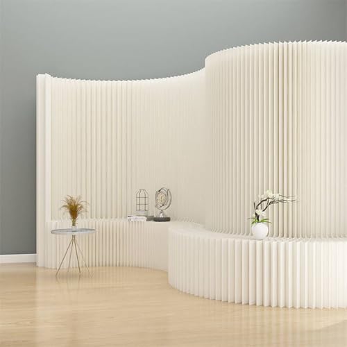 Paper Room Divider with Shelves Temporary Wall Retractable Wall Divider for Home/Office/Clothing Store/Enterprise/Studio,White 59.1" H 78.7" L 16.5" W