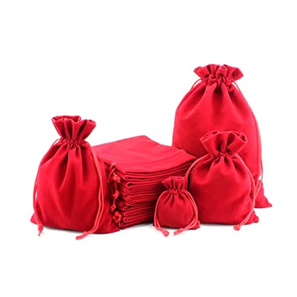 Swastikart - Pack of 10 Pcs. (4x4 inches) Mini Velvet Gift Bag with Drawstring Red Velvet Cloth Jewelry Pouches for Corporate Gifting - Image 6