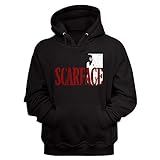Scarface Iconic 80s Movie Tony Montana Distressed Look Adult Long Sleeve Hoodie Sweatshirt Black