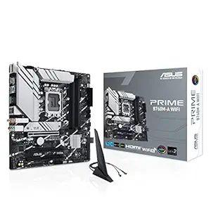 ASUS Prime B760M-A WiFi Intel LGA 1700 mATX Motherboard with PCIe 4.0, DDR5, Two M.2 Slots, 2.5Gb Ethernet, Wi-Fi 6, DisplayPort, HDMI, SATA 6Gbps, Rear USB 3.2 Gen 2, Front USB 3.2 Gen 1 Type-C