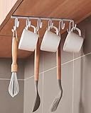 Kitchen Utility Hooks Mug Holder 12 Hooks Cabinet Storage Hooks Wardrobe Hanger Clothes Storage White BLC1440-01