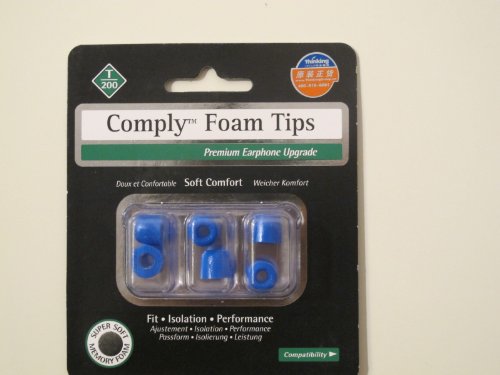 Comply Foam Premium Earphone Tips - Isolation T-200 (Blue, 3 Pairs, Medium)
