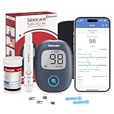 Sinocare Safe AQ Air Misuratore Glicemia Bluetooth, Glucometro con 25 strisce reattive e 25 lancette, Misuratore di Glicemia Bluetooth con App, 0,6 µL di sangue e risultati in 5 secondi