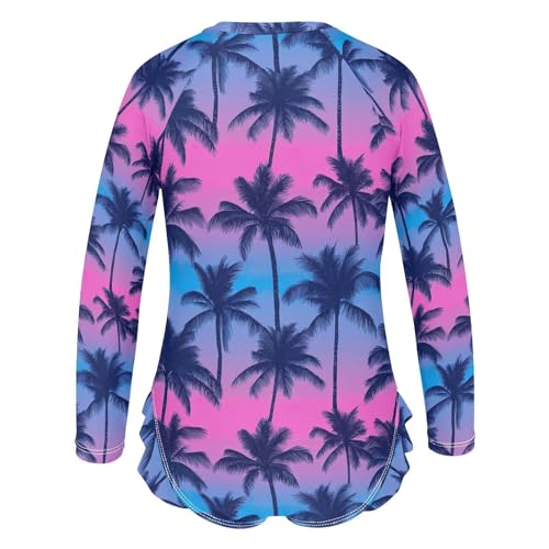 Girls Long Sleeve Swimsuit UPF 50+ Rashguard Swimwear One Piece Bathing Suit for 3-122