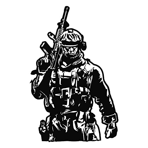 Vinyl Wall Decal Military Soldier Gun Warrior Boys Room Stickers Mural Large Decor (G2474) Black #TOP12
