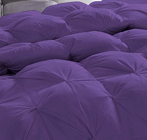 Pinch Pleat Comforter Emperor King Size 1000 Series Plum 5 Piece (Comforter + 4 Pillowcases) Egyptian Cotton 500 Gsm Down Alternative Bedding Comforter Set #TOP2