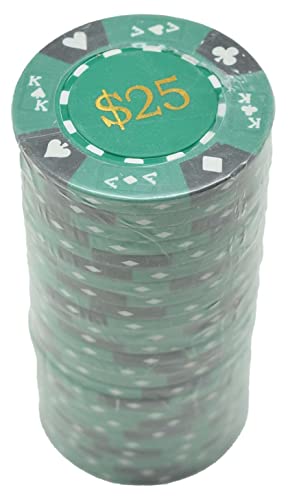 Poker Chips (25) $25 Ace King Denomination 14 g Clay Composite