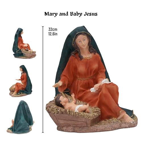 YSXSBLK Christmas Nativity Scene Set, 11-Piece 18.9-Inch Hand-Painted Resin Figurines, Indoor Home Decoration by YSXSBLK - Image 3