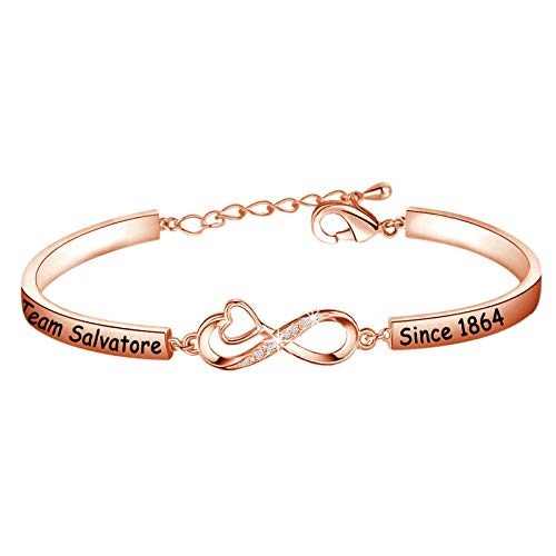 Team Salvatore/Damon/Stefan desde 1864 pulseira de vampiro presente de fandom para meninas vampiros, Aço inoxidável