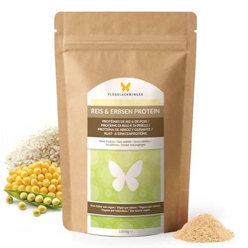 1 kg de proteína de arroz y guisante 7:3, 83,8% de proteína, sin aditivos, 70% proteína de arroz y 30% proteína de guisante, naturalmente vegano, sin soja, sabor neutro (1000 g)
