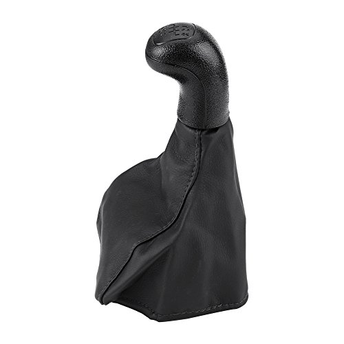 Manual 5 Speed Black Leather, 5 Gear Shift Knob Kit, Soft Feel Gaiter Boot Cover Dust-proof Gear Stick Cover Replacement