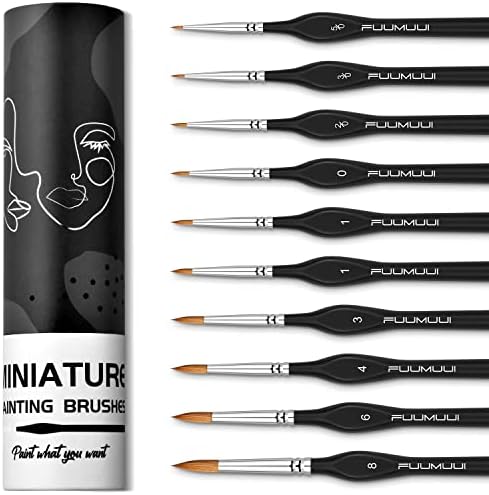 Fuumuui Kolinsky Sable Watercolor Brushes,Miniature Art Brushes for Fine Detailing & Art Painting,For Watercolor, Acrylic, Models, Nail, Oil
