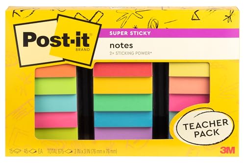 Notes super adhésives Post-it 654-15SSBTS-SR bloc de note repositionnable 15 blocs assortis