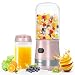 Portable Mini Blender, Personal Blender USB Rechargeable for Smoothies and Shakes with 2 Tritan BPA-Free Blender Cups, Small Smoothie Maker Protein Juice Blender Mixer (Pink)