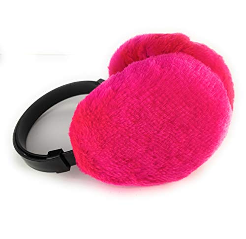 Pink Faux Fur Furry Ear Muffs Warmers Fold Up Classic Old School Style Adjustable Head Band #TOP9