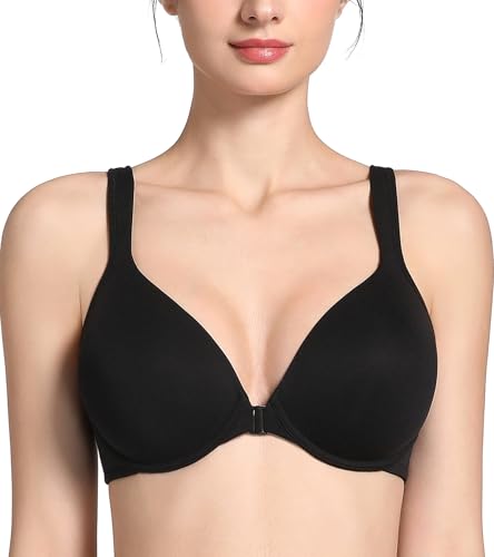 Image of Lemorosy Front Closure Posture Bra Back Support Smoothing Underwire Comfortable Everyday Bras for Women