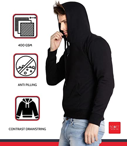 Image of Scott International Men's Solid Cotton Hoodies for Men, Trendy and Comfortable Sweatshirts for Men, Stylish Winter Wear with Hood and Pockets, Fashionable Hooded Sweatshirts