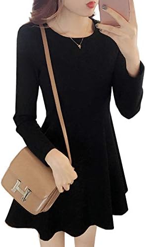 Amazon Co Jp レディース 長袖 Aラインミニワンピース フォーマル カジュアル 黒 S M L Ll 3l 4l 5l 大きいサイズ 4l 服 ファッション小物