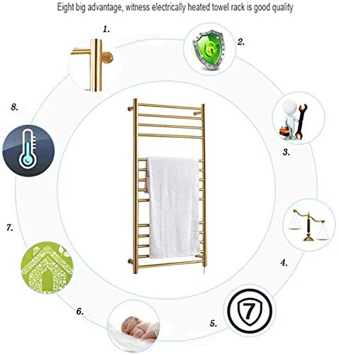 Toallero eléctrico de acero inoxidable 304 dorado para baños lujosos 3