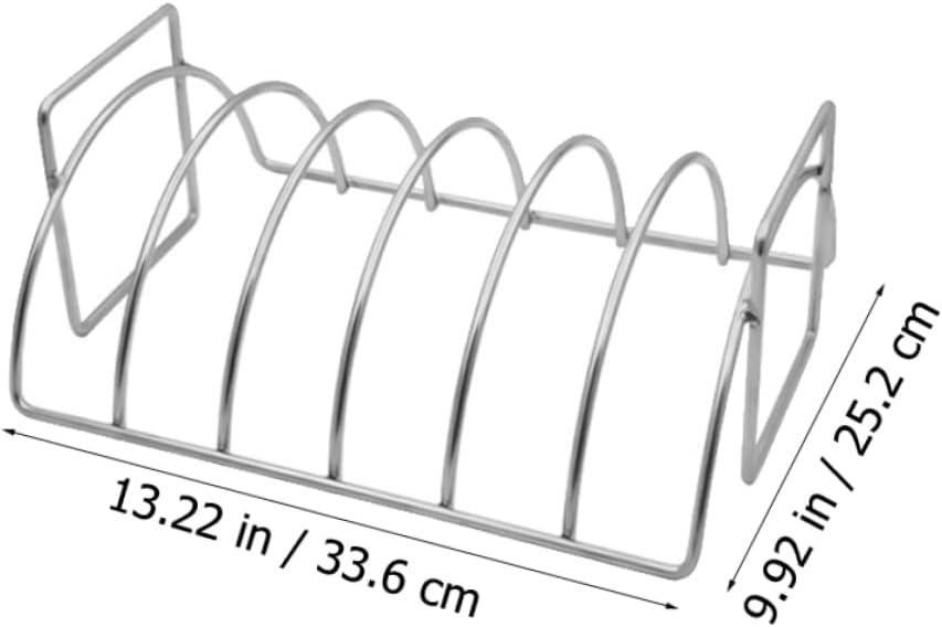 balacoo 1pc Non-Stick BBQ Tool Sturdy Rib Rack for Grilling and Roasting Thick Shaped Steak Holder for Capacity Cooking Barbecue Grill Accessory