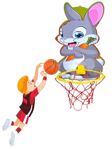 Image of Basket Ball for Kids for Boys /Girls| Rabbit Animal Basketball Set|Basketball Portable Set with Hanging Board, Ring Net for Indoor and Outdoor Games| Birthday & Return Gift Set Standard
