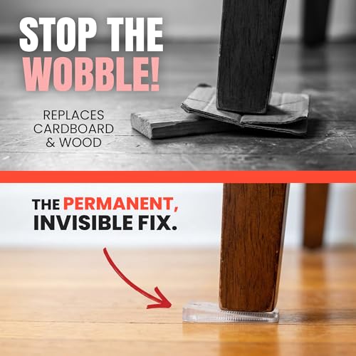 Image of Wobble Wedges Flexible Plastic Shims Multi-Purpose Leveling Shims for Furniture, Tables, Appliances, Toilets Made in USA Wedges for Uneven Surfaces, Adjustable Stabilizers (Clear, 6-Pack)
