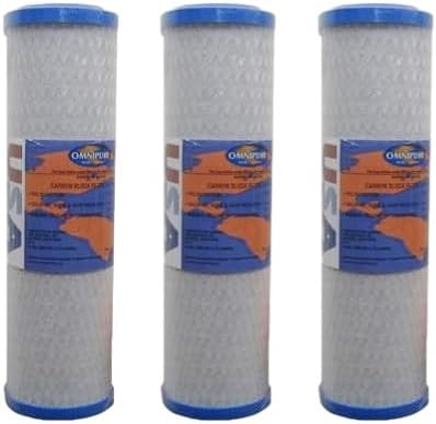 IPW Industries Inc - Omnipure (OMB934-1) 1 Micron Carbon Block Water Filters - Universal 9.75" x 2.75" Carbon Water Filter Replacement (3-PACK)