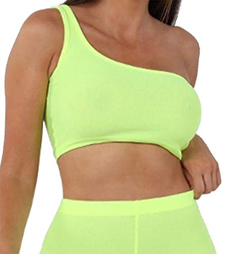Womens Sexy Sports Bra One Shoulder Backless Cami Crop Top